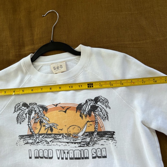 🌸SEZANE x Sea NY sweatshirt in cotton “I need vitamin Sea” good condition - Picture 11 of 15